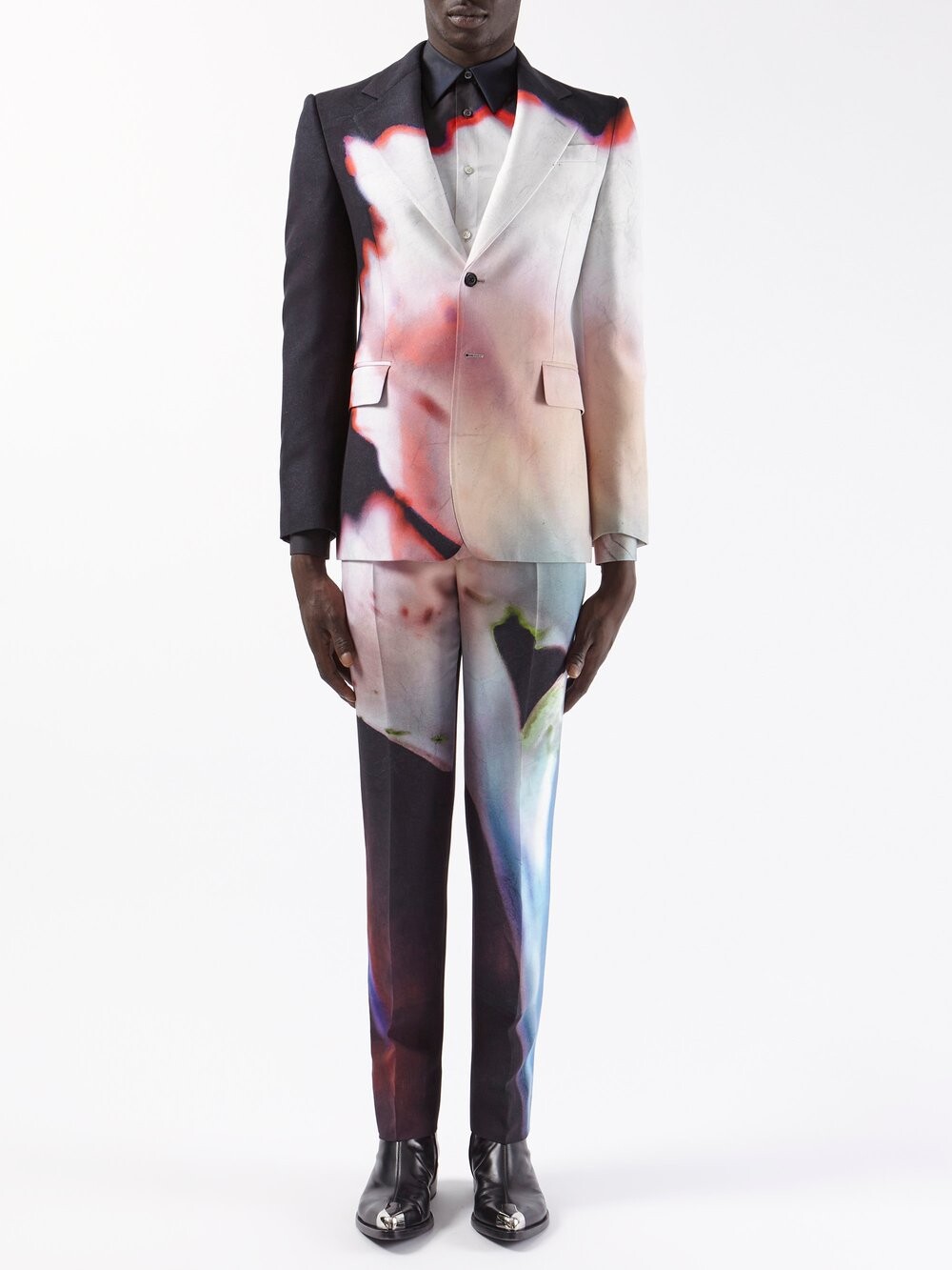 

Твиловый пиджак solarized с цветочным принтом Alexander McQueen, черный