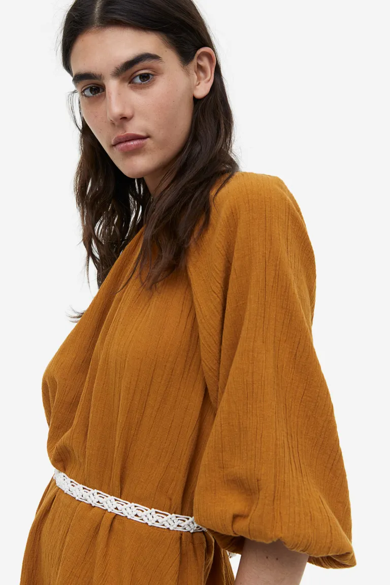 

Платье с поясом с галстуком H&M, коричневый