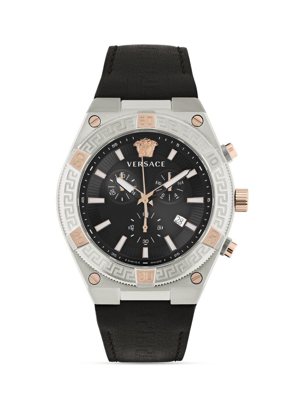

Часы V-Sporty Greca из нержавеющей стали и кожи Versace, черный