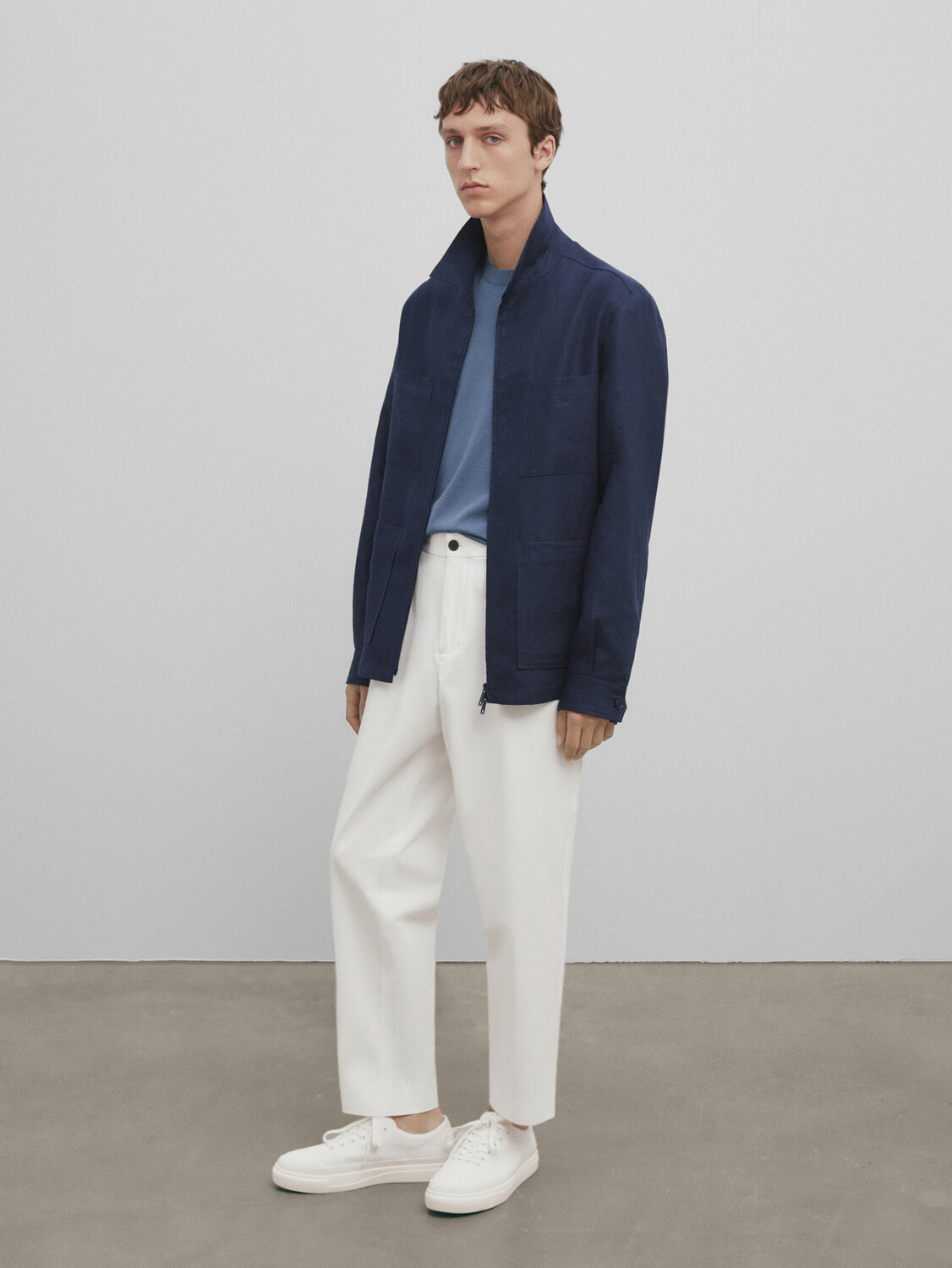 

Широкие чиносы с выстранами Massimo Dutti, белый