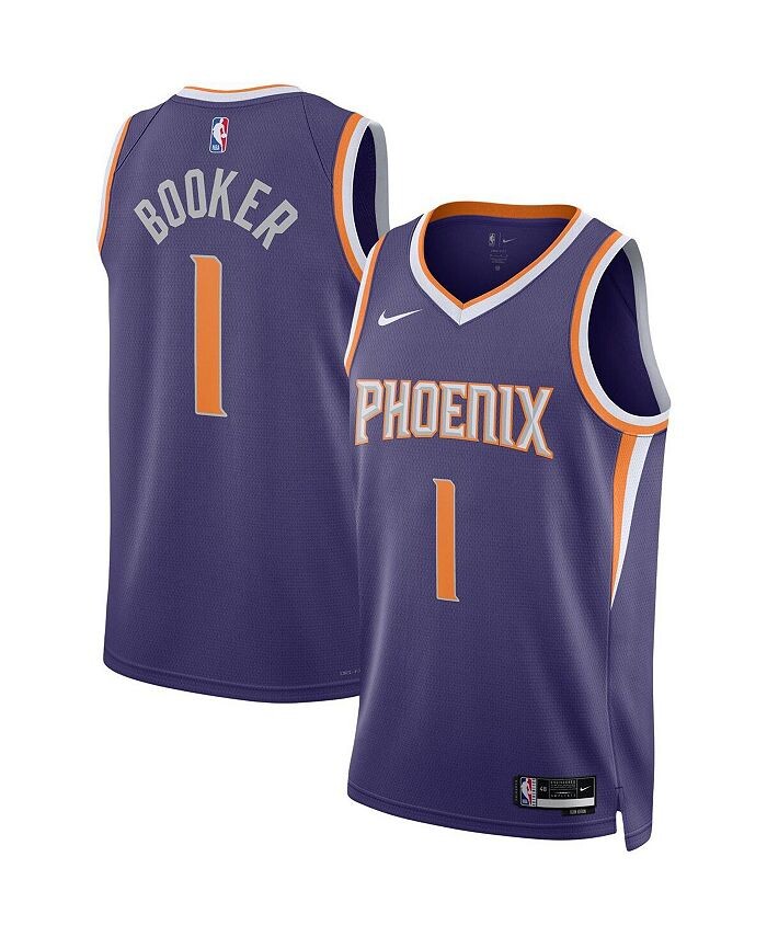 

Мужская и женская футболка Devin Booker Purple Phoenix Suns 2022/23 Swingman — Icon Edition Nike, фиолетовый