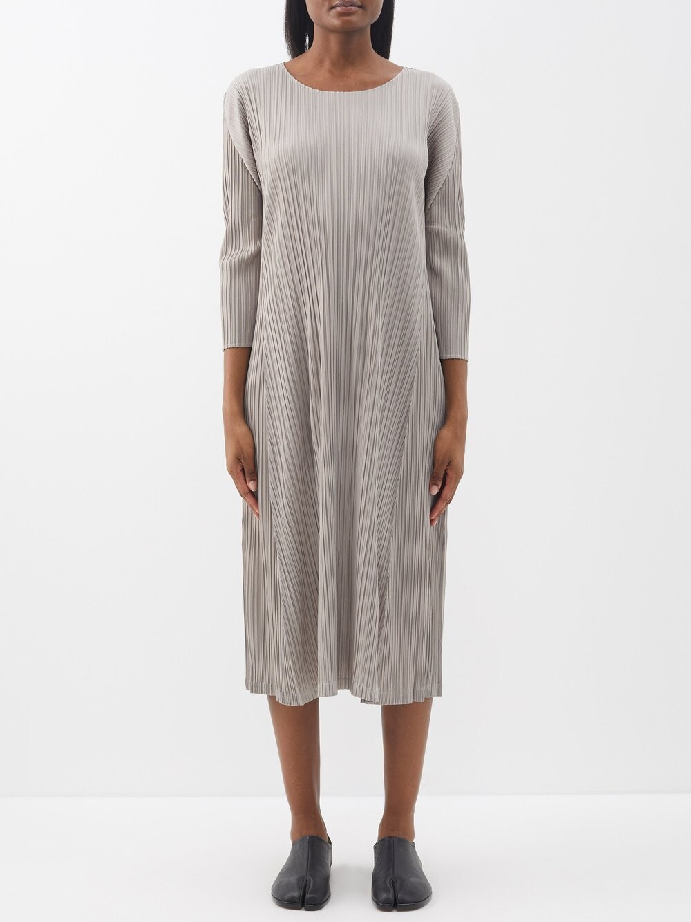 

Платье миди со складками Pleats Please Issey Miyake, серый
