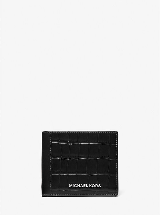 Бумажник Hudson из кожи с тиснением под крокодила Michael Kors Mens, черный
