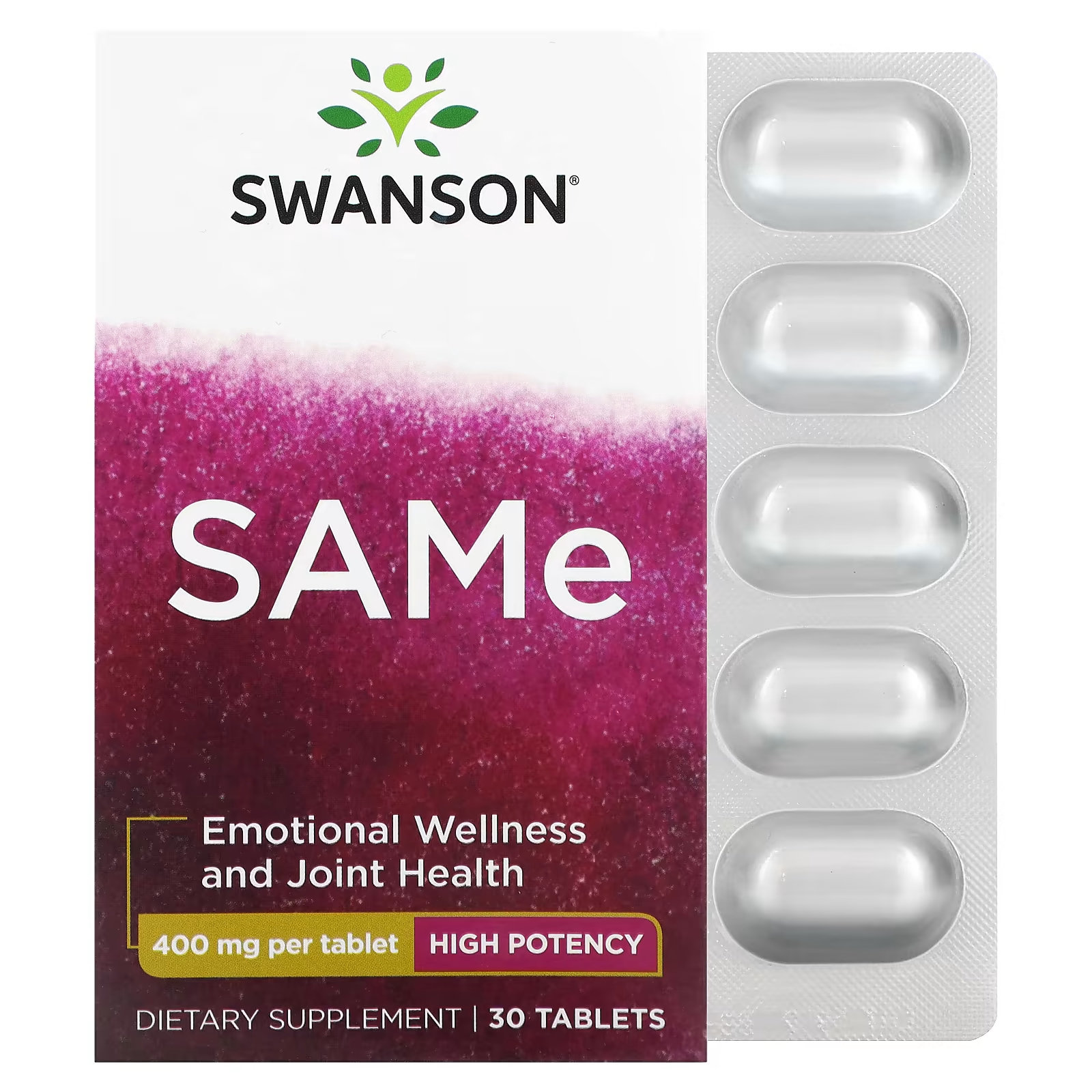 Пищевая добавка Swanson SAMe высокой эффективности, 30 таблеток пищевая добавка sundown naturals цинк с бузиной высокой эффективности 90 жевательных таблеток