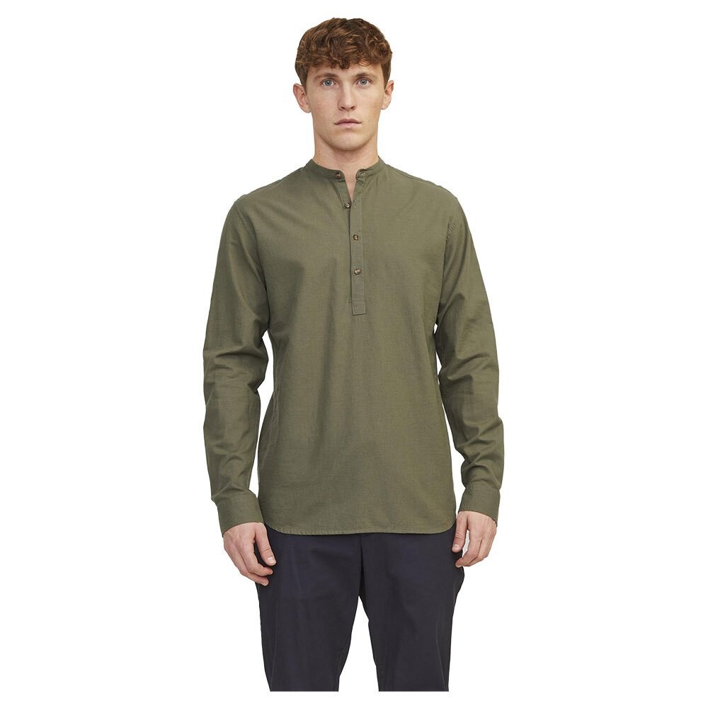 

Рубашка с коротким рукавом Jack & Jones Summer Half Placket Linen, зеленый