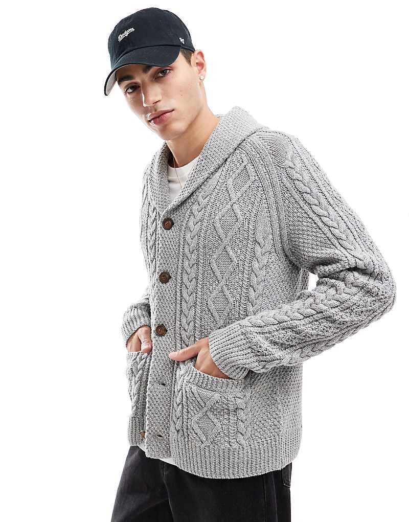 

Серый хлопковый кардиган Polo Ralph Lauren с шалевым воротником