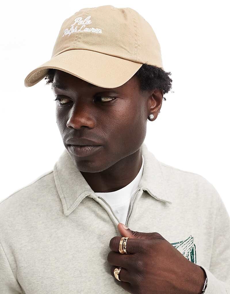 

Polo Ralph Lauren – Светло-коричневая бейсболка из саржи с надписью-логотипом