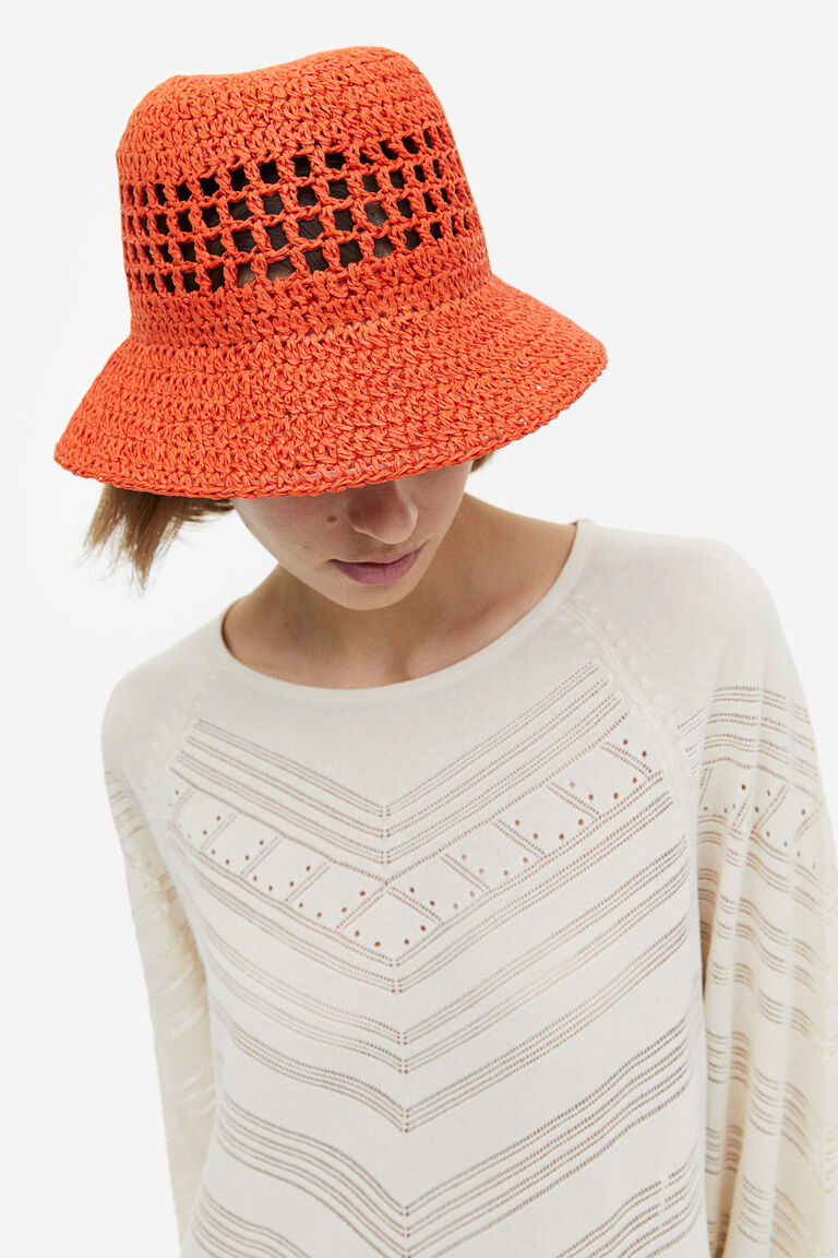 Соломенная шляпа H&M, оранжевый