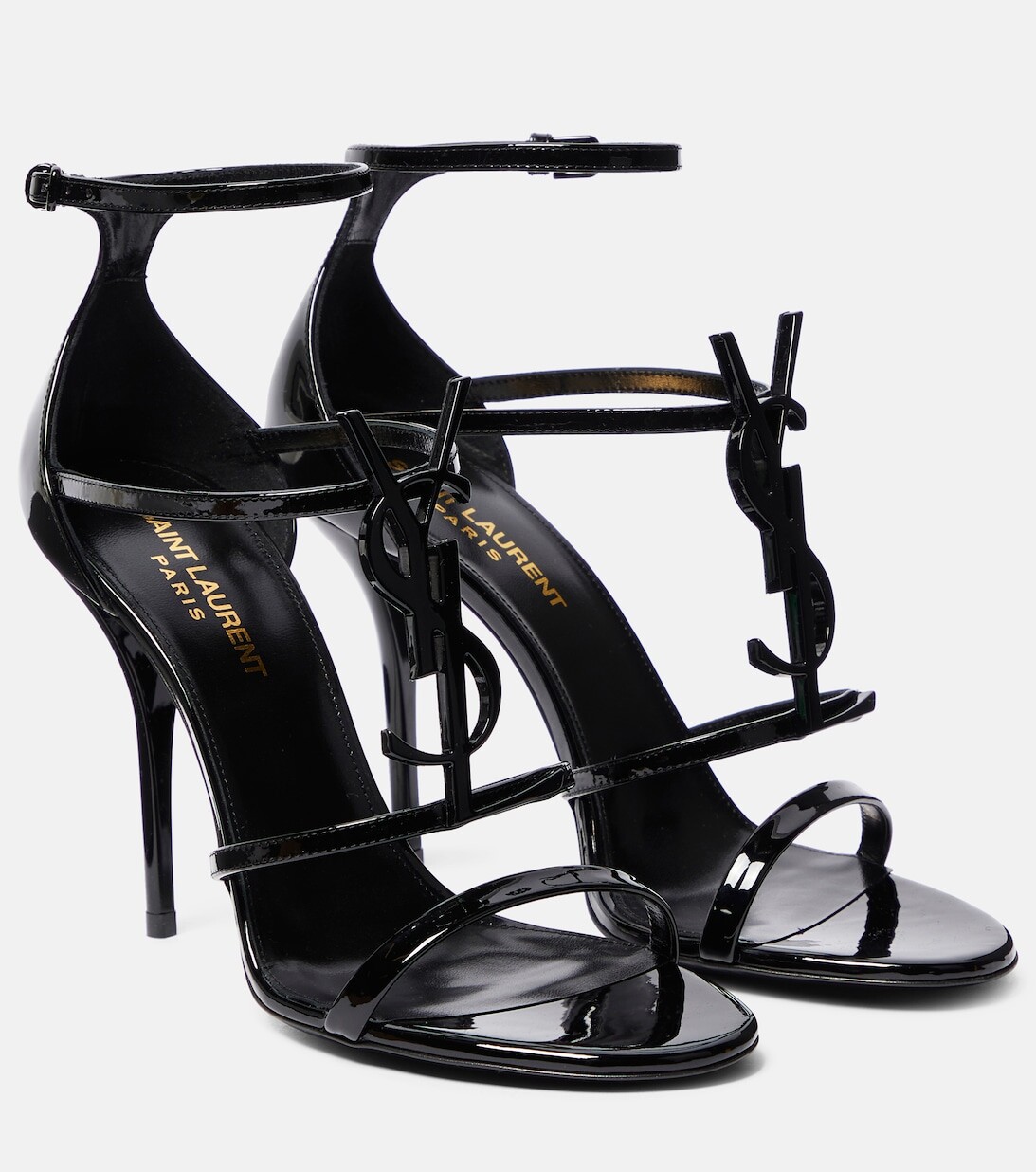 

Сандалии Cassandra 100 из лакированной кожи Saint Laurent, черный