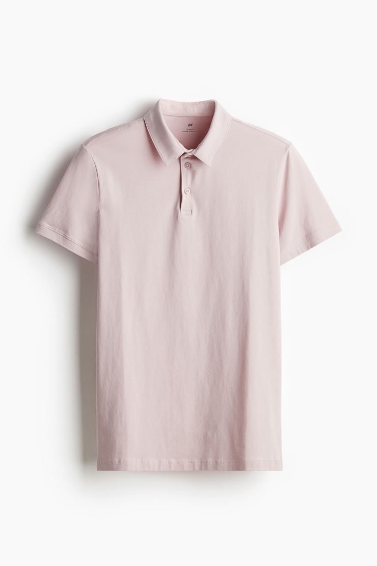 Рубашка-Поло узкого кроя H&M, розовый базовая рубашка slim fit с короткими рукавами defacto хаки