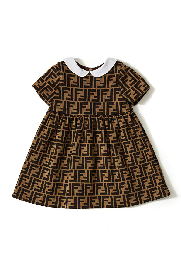 

Коричневое платье с логотипом для девочки Fendi