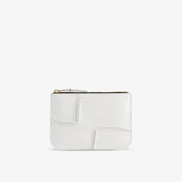 

Кошелек из лакированной кожи с эффектом швов на молнии Comme Des Garcons, белый