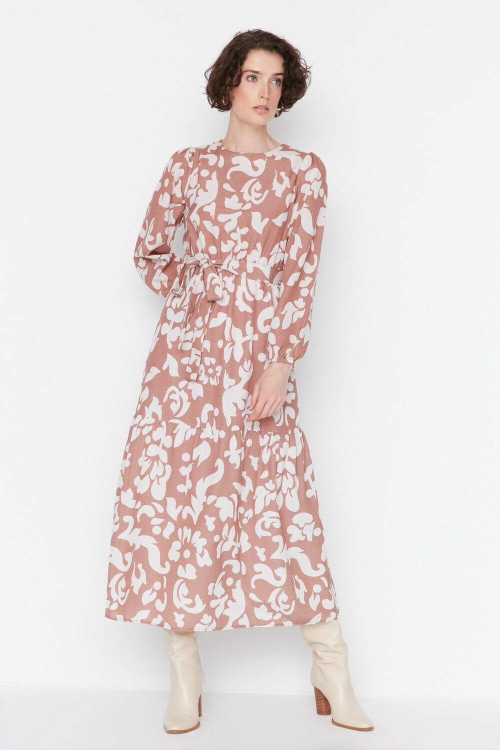 

Платье - Коричневое - А-силуэт Trendyol Modest, коричневый