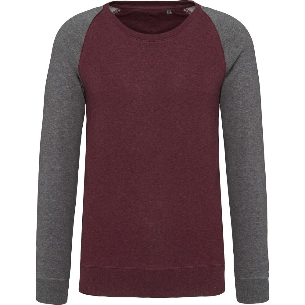 

Толстовка Kariban Round Neck Bicolore Manches Raglan, красный
