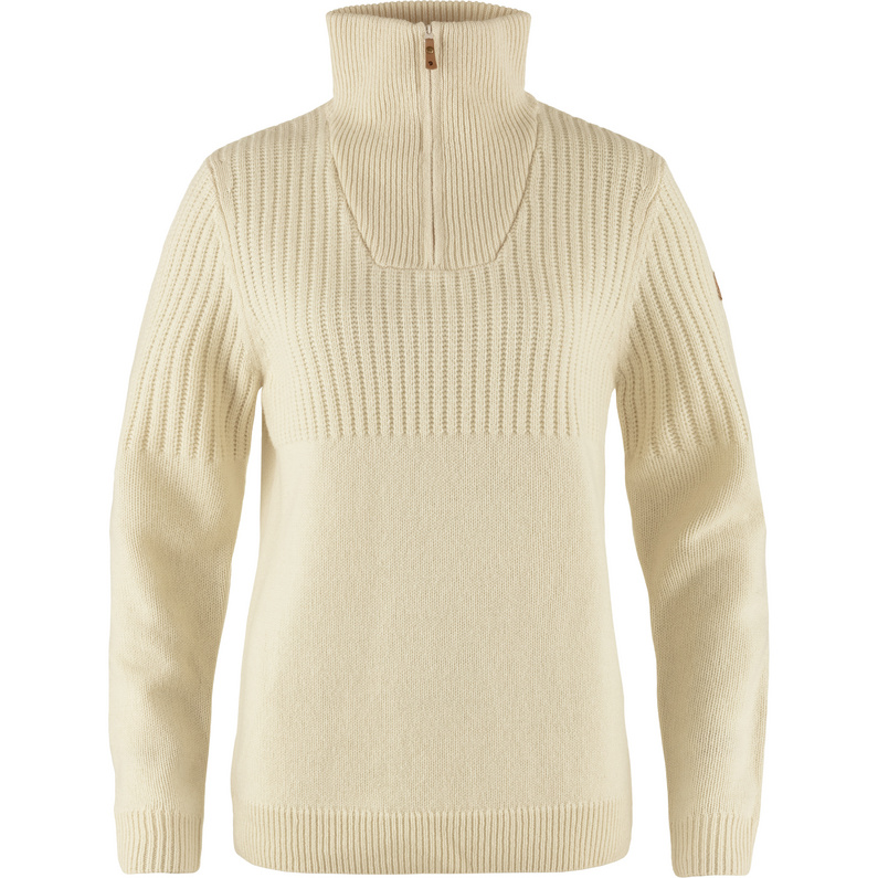 Женский вязаный пуловер Övik с полумолнией до половины Fjällräven, белый