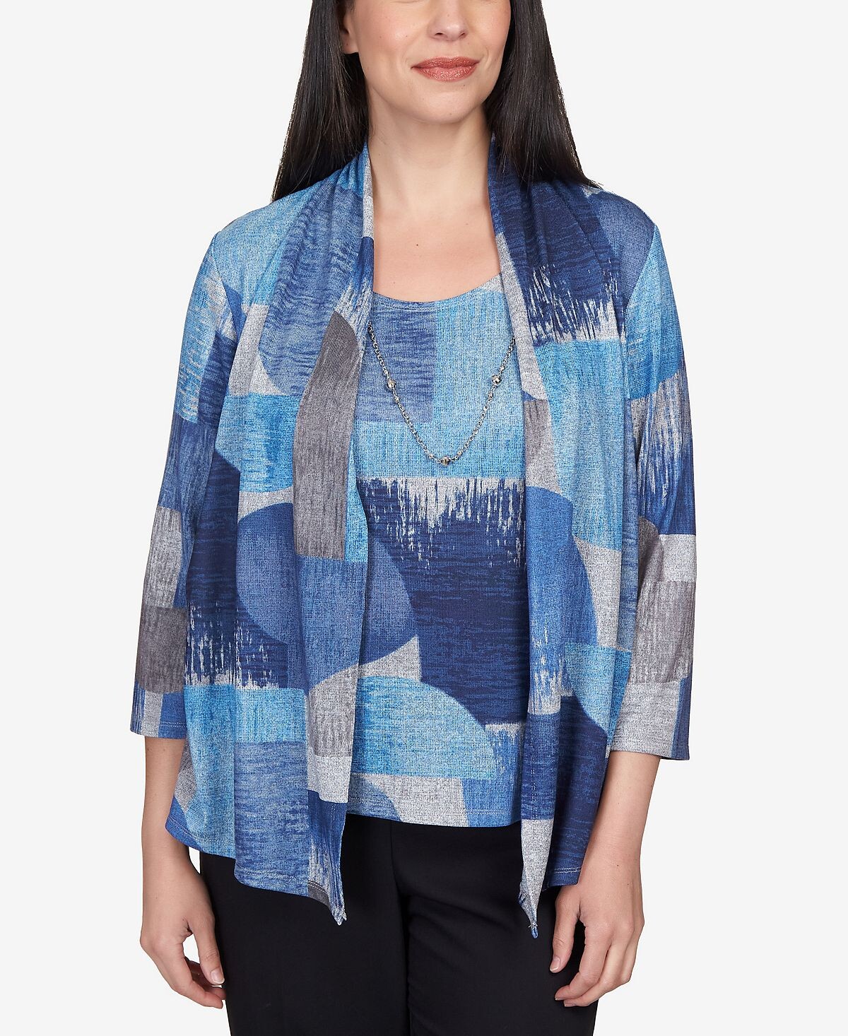 

Топ с ожерельем Petite Classics Geometric Fade Two for One Alfred Dunner