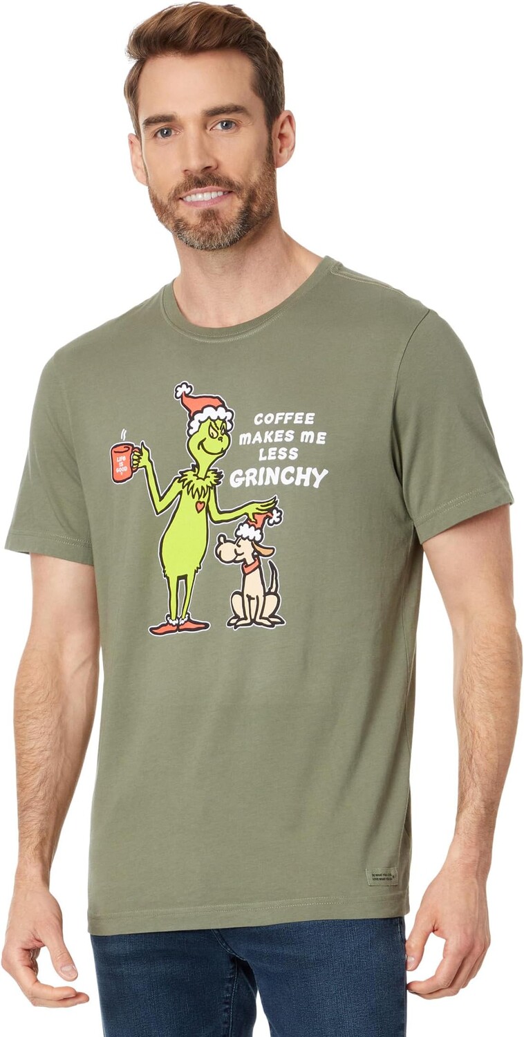 

Футболка Vintage Less Grinchy Coffee с короткими рукавами Crusher Life is Good, цвет Moss Green