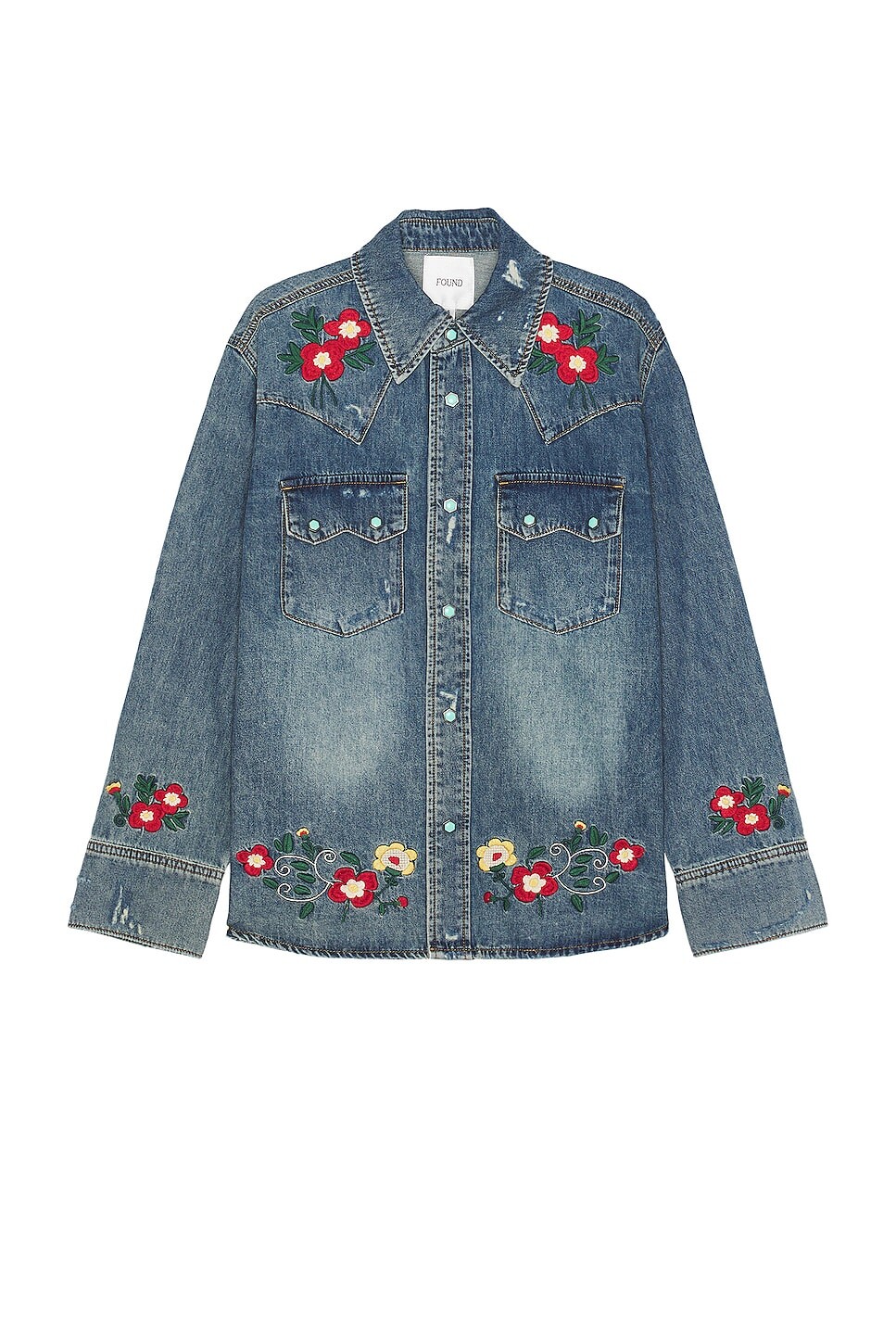 

Рубашка Found Floral Wester Denim Shirt, синий