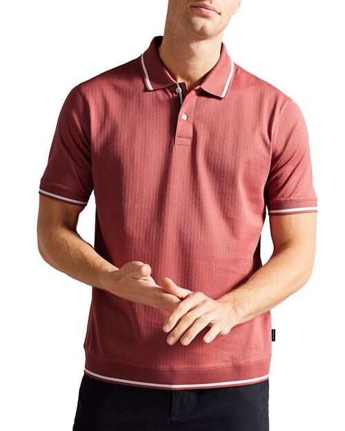

Текстурированная рубашка-поло с короткими рукавами Ted Baker, цвет Pink