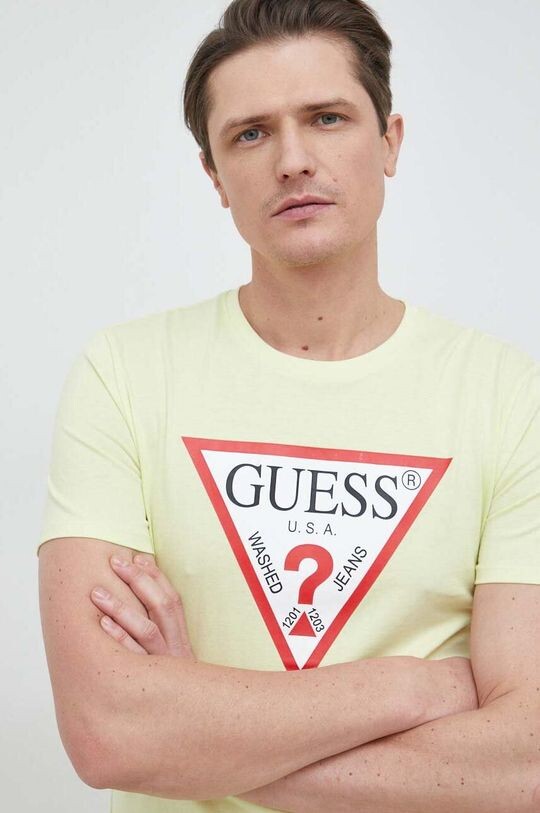 

Хлопковая футболка Guess, желтый