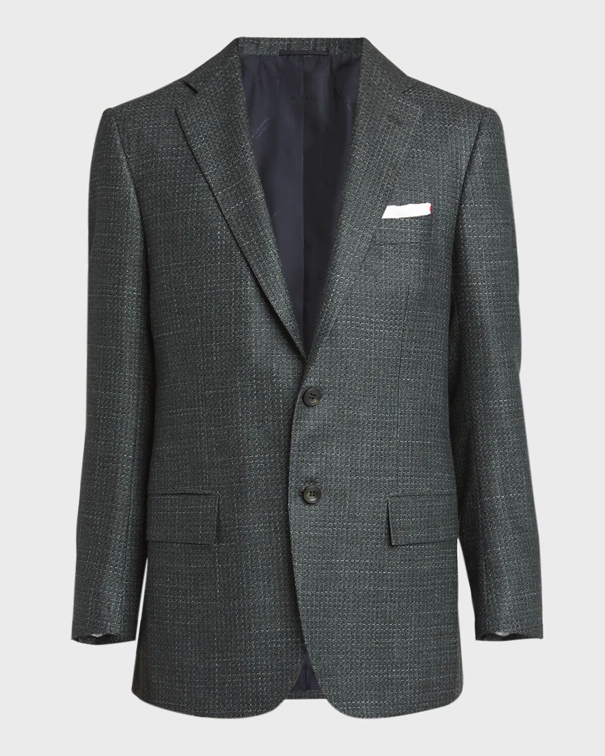 

Мужской текстурированный пиджак из кашемировой шерсти Kiton, цвет Olive