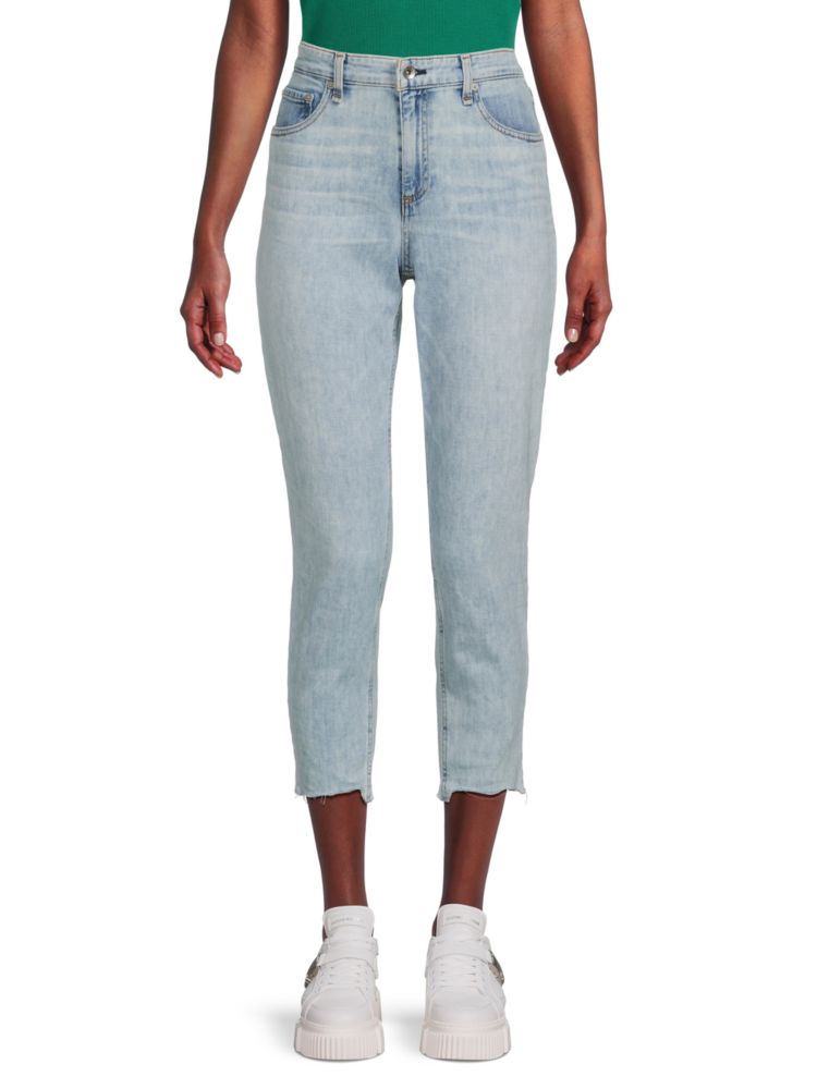 Укороченные джинсы скинни Cate со средней посадкой Rag & Bone, цвет Light Denim