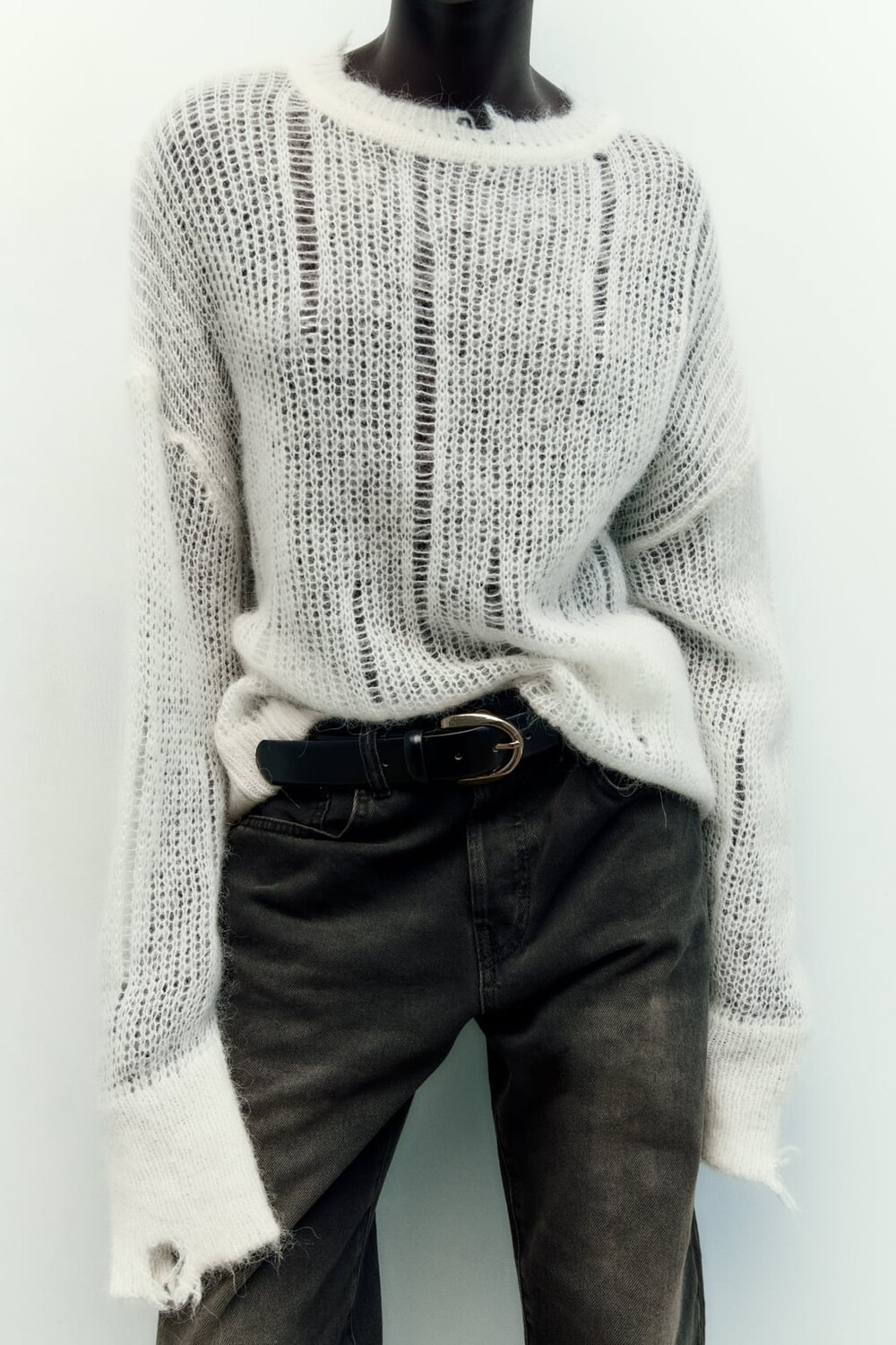

Кожаный ремень ZARA, черный
