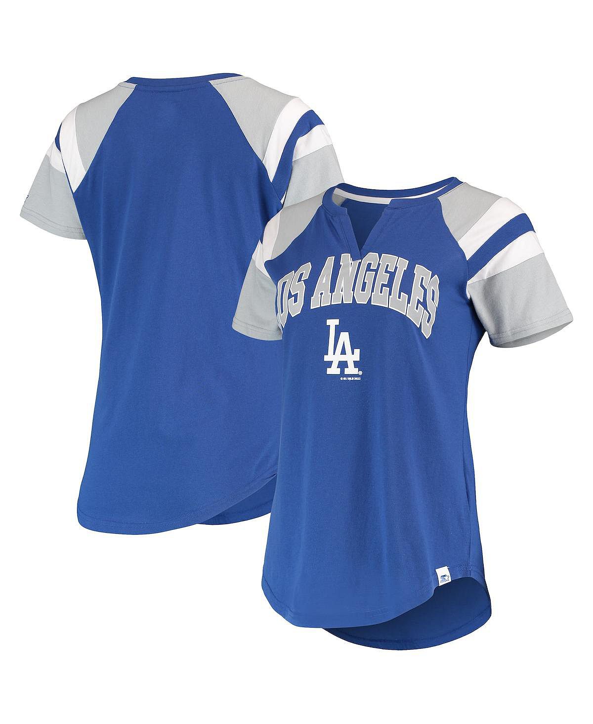 Женская королевская серая футболка Los Angeles Dodgers Game с вырезом реглан Starter