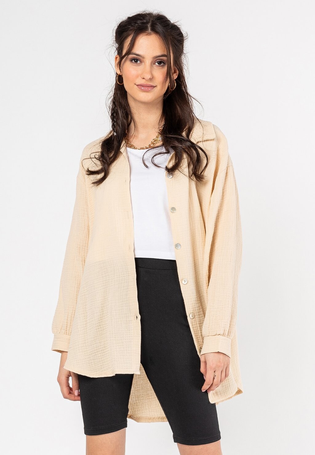

Блузка-рубашка MUSSELIN LONG Sublevel, цвет light beige