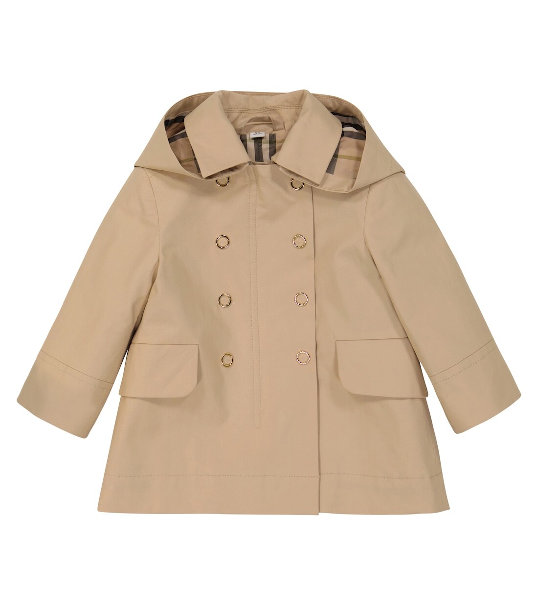 

Детский тренч из хлопка в клетку в винтажную клетку Burberry Kids, бежевый