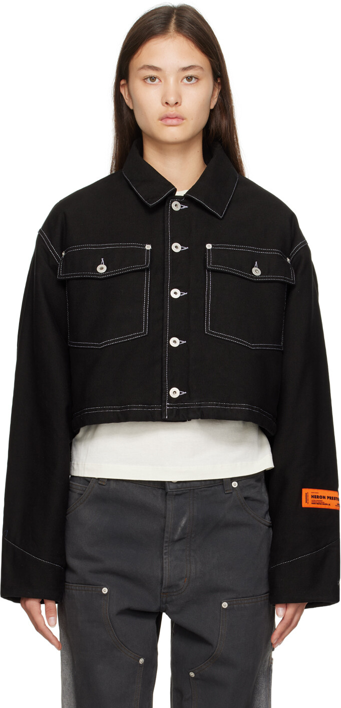 

Черная укороченная куртка Heron Preston, Черный;серый, Черная укороченная куртка Heron Preston