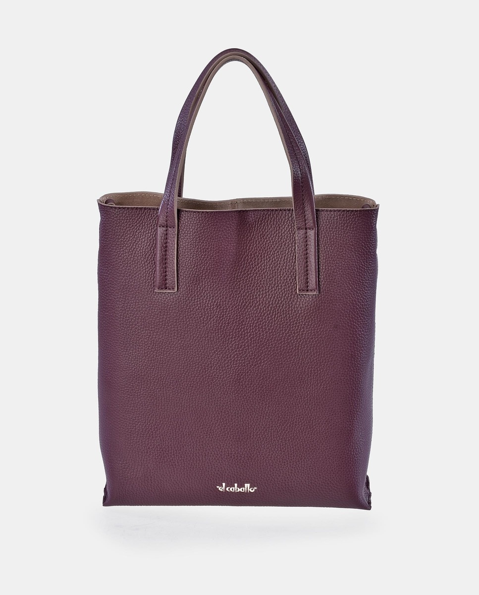 Кожаная сумка-тоут среднего бордового цвета со съемным ремнем через плечо El Caballo, бордо