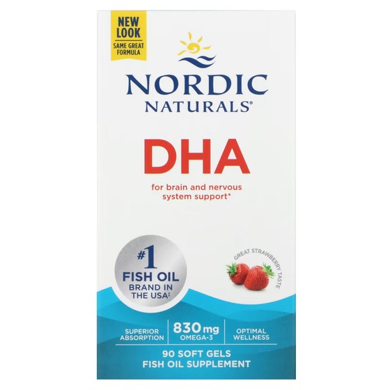 цена Пищевая добавка Nordic Naturals ДГК, клубника, 90 мягких желатиновых капсул