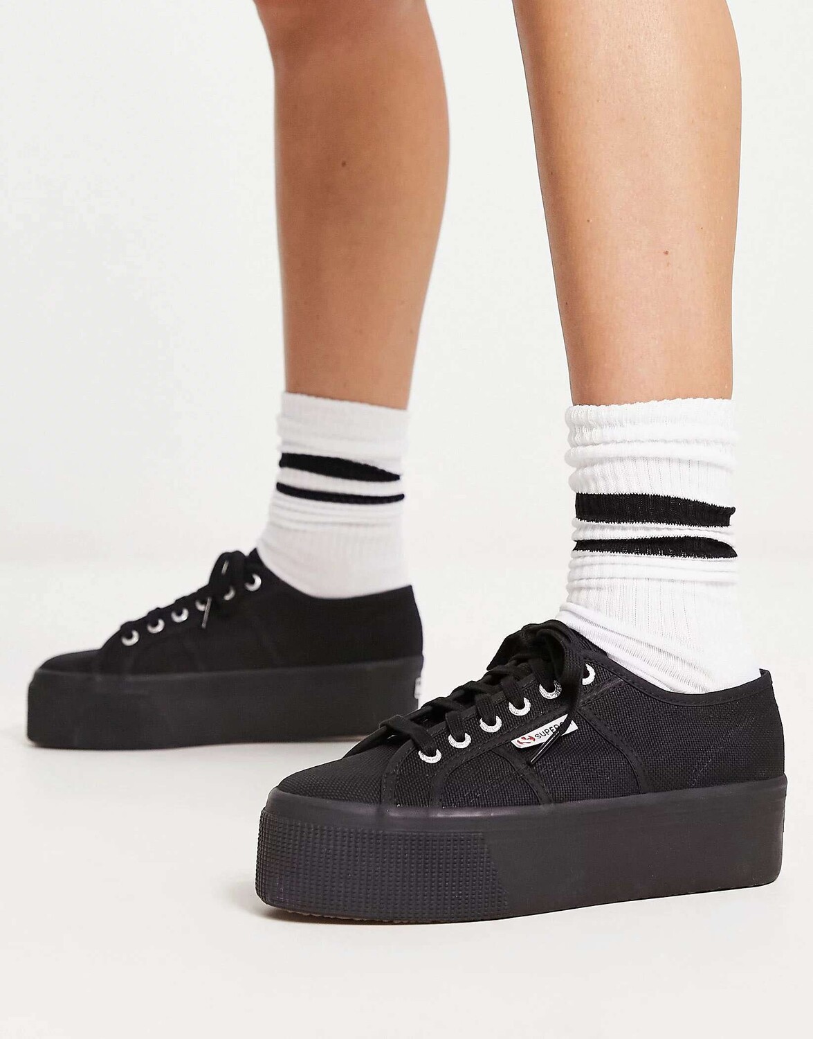 

Черные кроссовки на плоской платформе Superga 2790, Черный