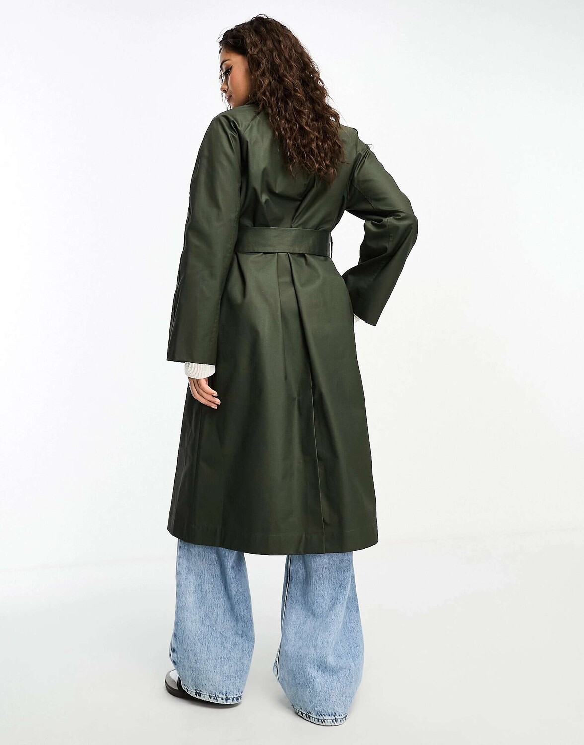 

Оливковый плащ со шнуровочным воротником ASOS DESIGN Petite, Зеленый