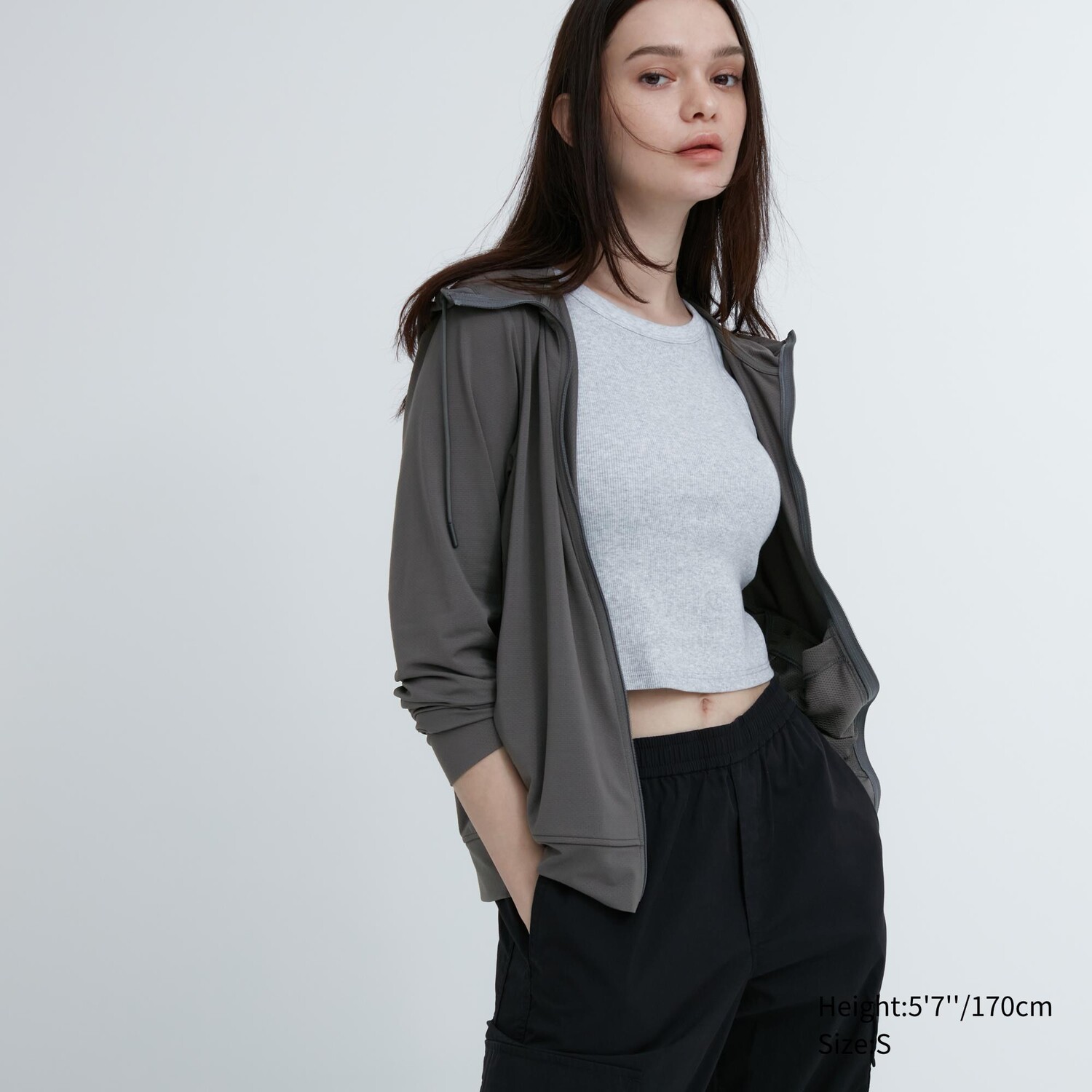

Толстовка Uniqlo Airism Mesh на молнии, серый