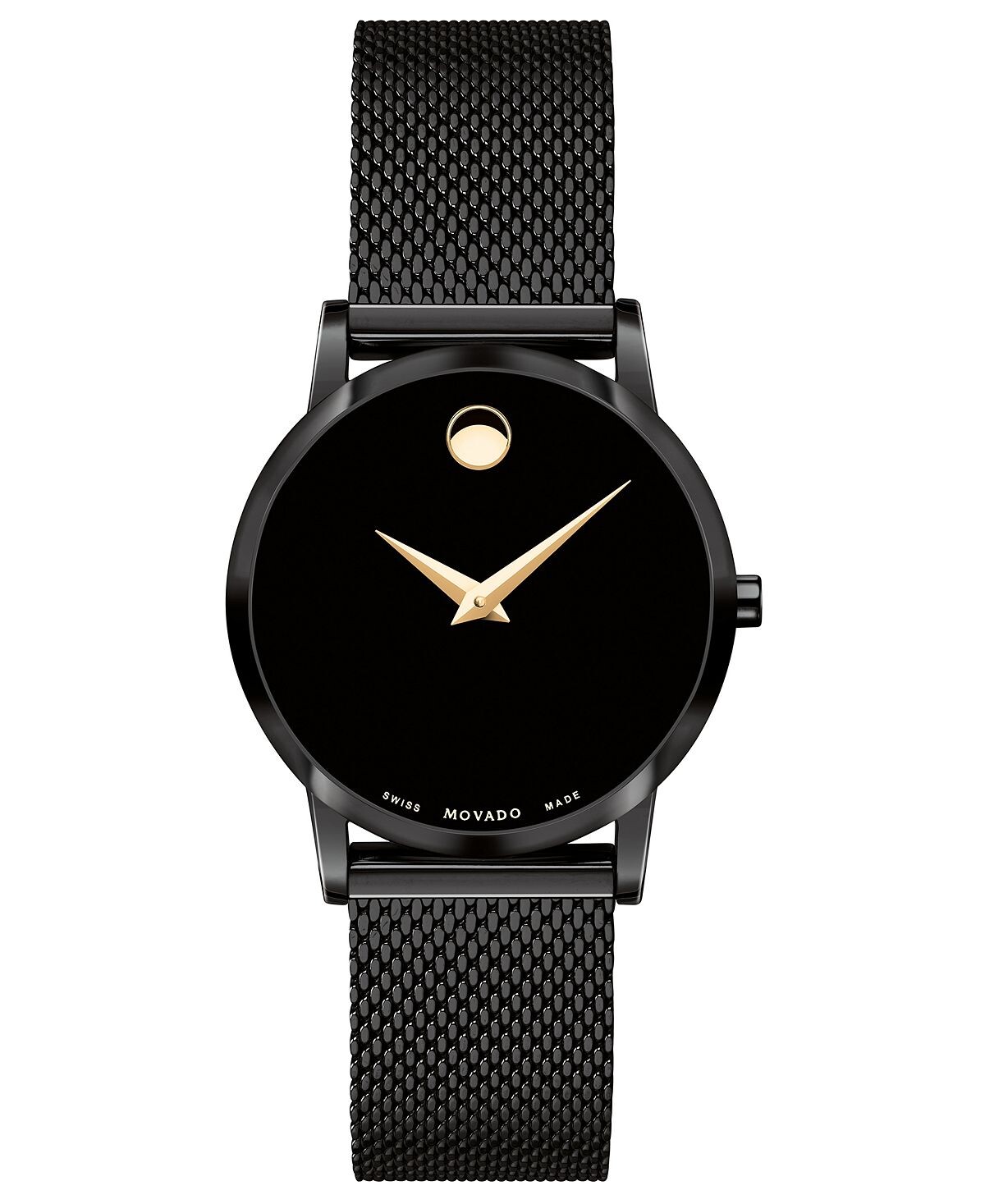 

Женские часы Swiss Museum Classic Black PVD со стальным браслетом и сеткой, 28 мм Movado, черный