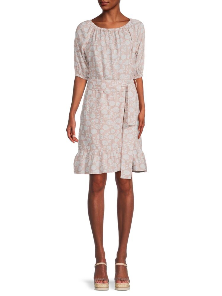 

Платье из льняной смеси с оборками и запахом Saks Fifth Avenue, цвет Natural