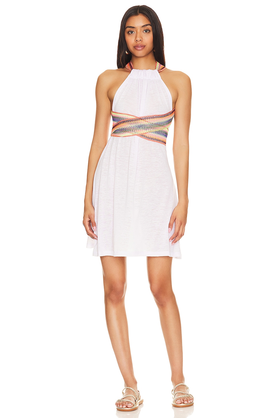 Платье мини Pitusa X Revolve Inca Crossover Mini Halter Dress, белый
