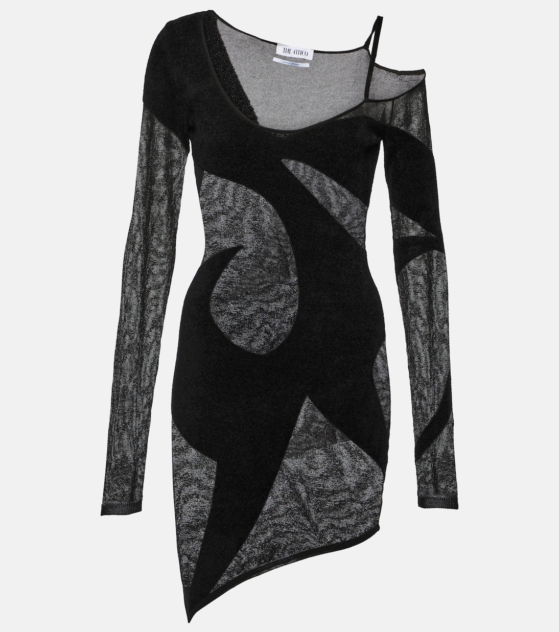 цена Асимметричное мини-платье из шифона The Attico, черный