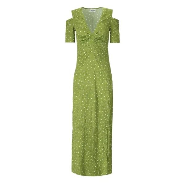 

Платье long polka dot dress Ganni, зеленый