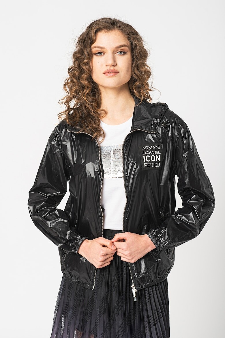 

Куртка с капюшоном и пришитым логотипом Armani Exchange, черный