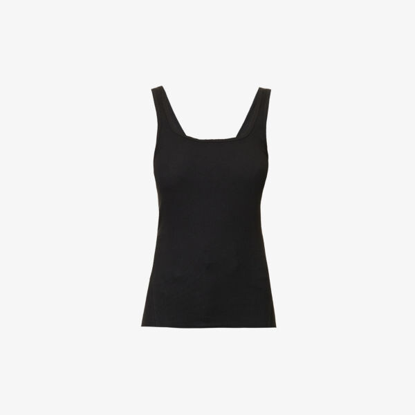 

Топ Essential из эластичного органического хлопка с круглым вырезом в рубчик Rag & Bone, черный
