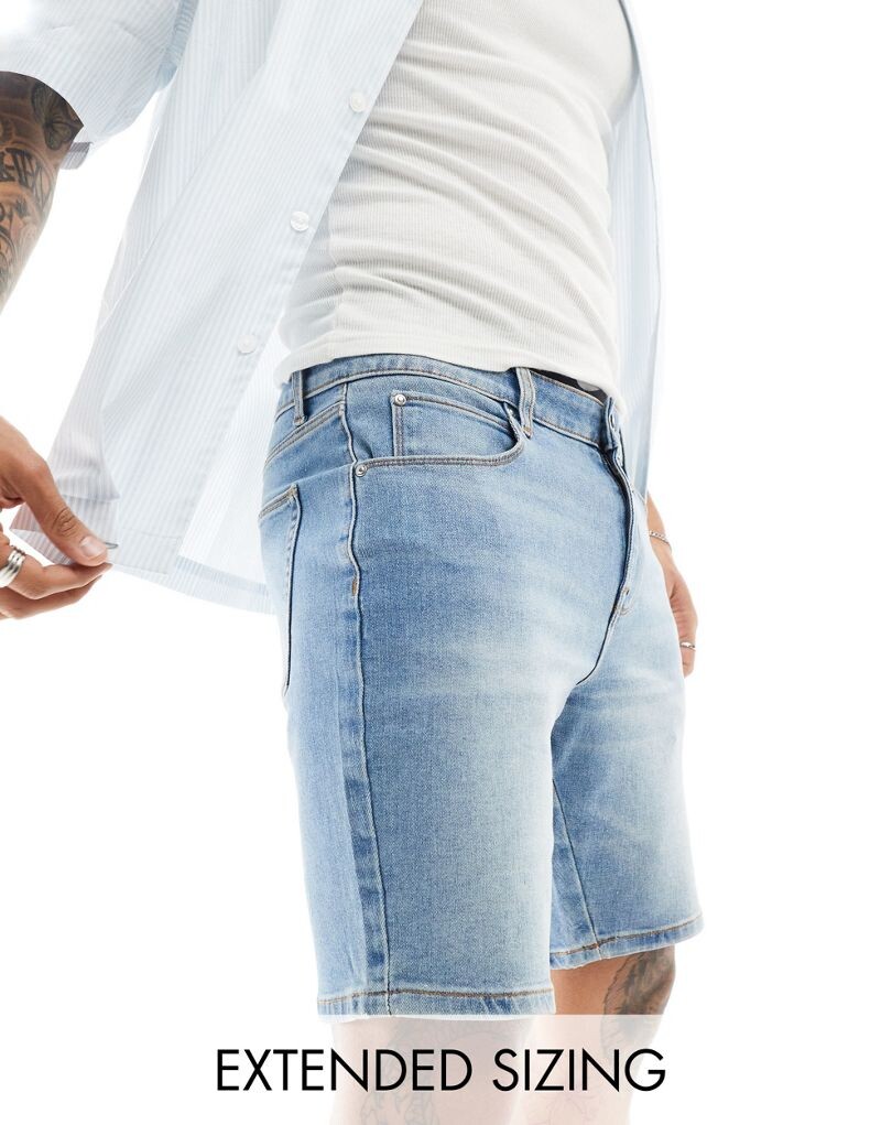 

Синие джинсовые шорты скинни стандартной длины ASOS DESIGN