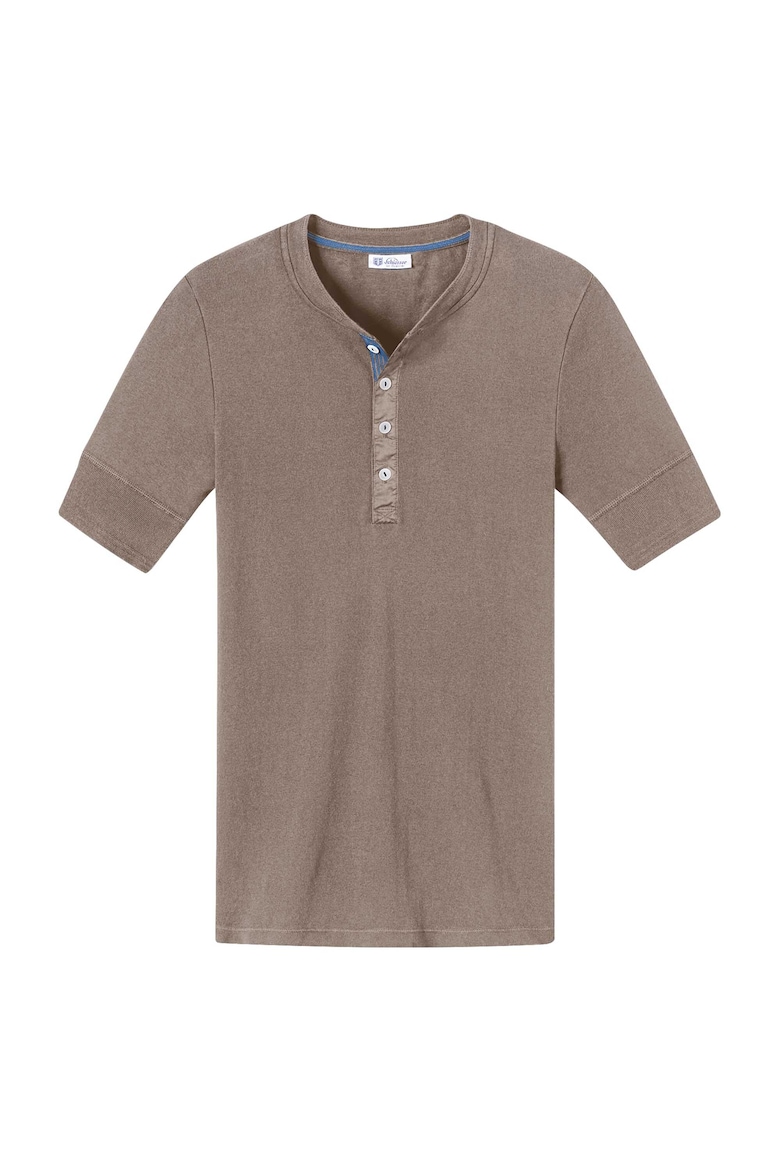 цена Хлопковая футболка с узором «хенли» Schiesser Revival, коричневый