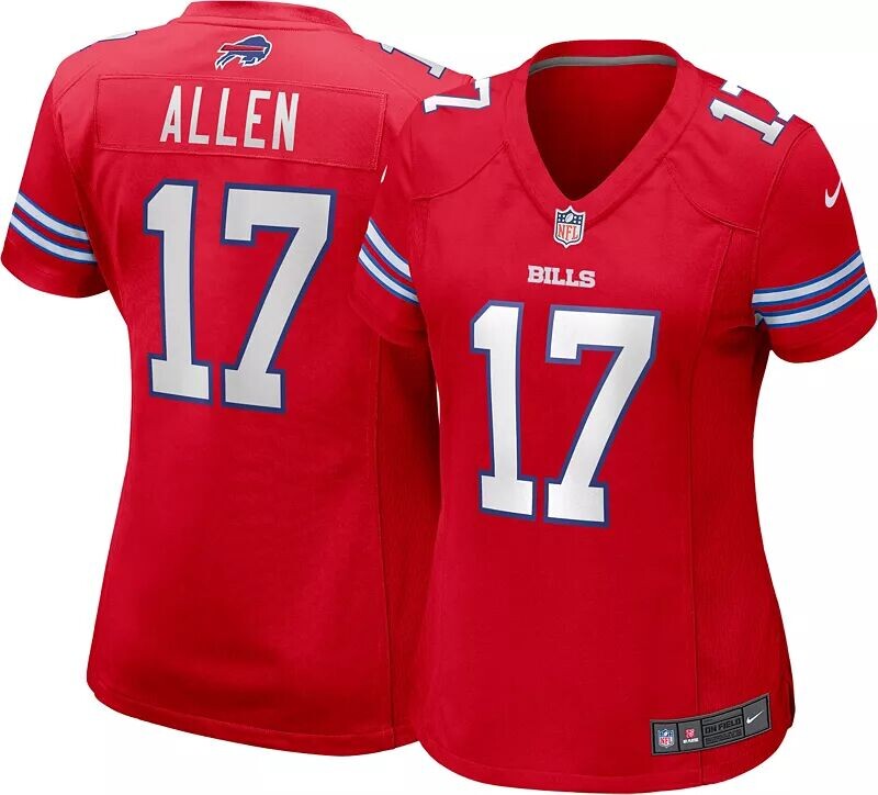 

Женская красная игровая майка Nike Buffalo Bills Josh Allen #17