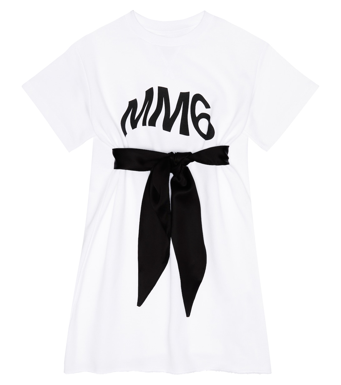 цена Хлопковое платье с логотипом MM6 Maison Margiela, белый