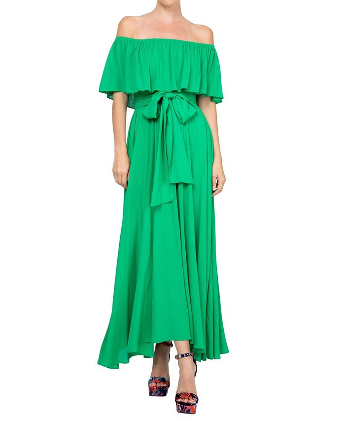 Женское платье макси Morning Glory Meghan Los Angeles, зеленый юбка макси на декоративном поясе резинке