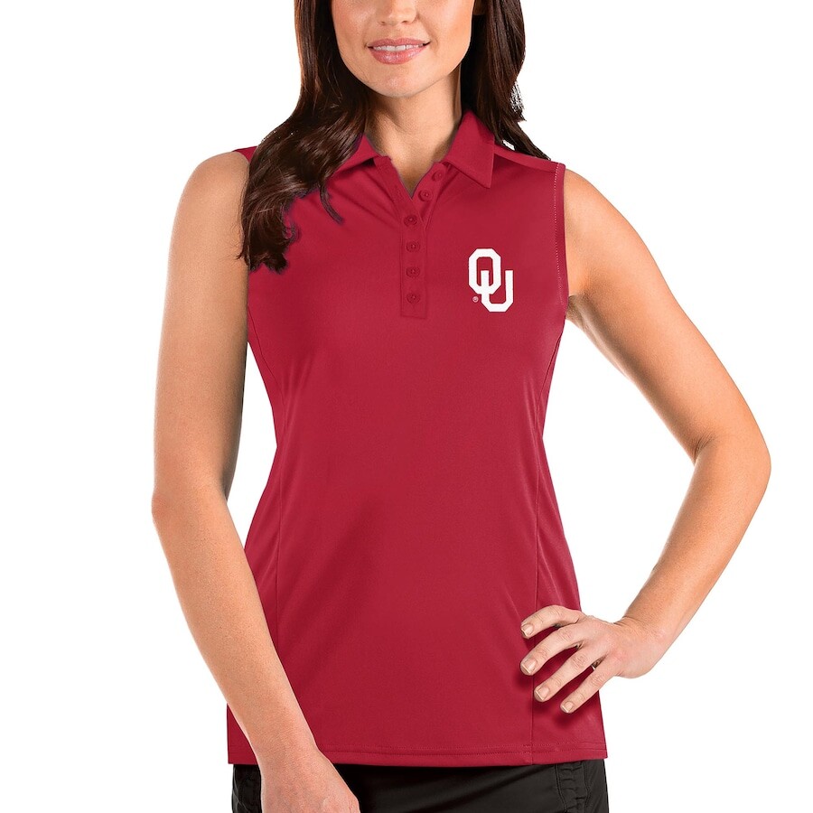

Поло без рукавов Antigua Oklahoma Sooners, малиновый