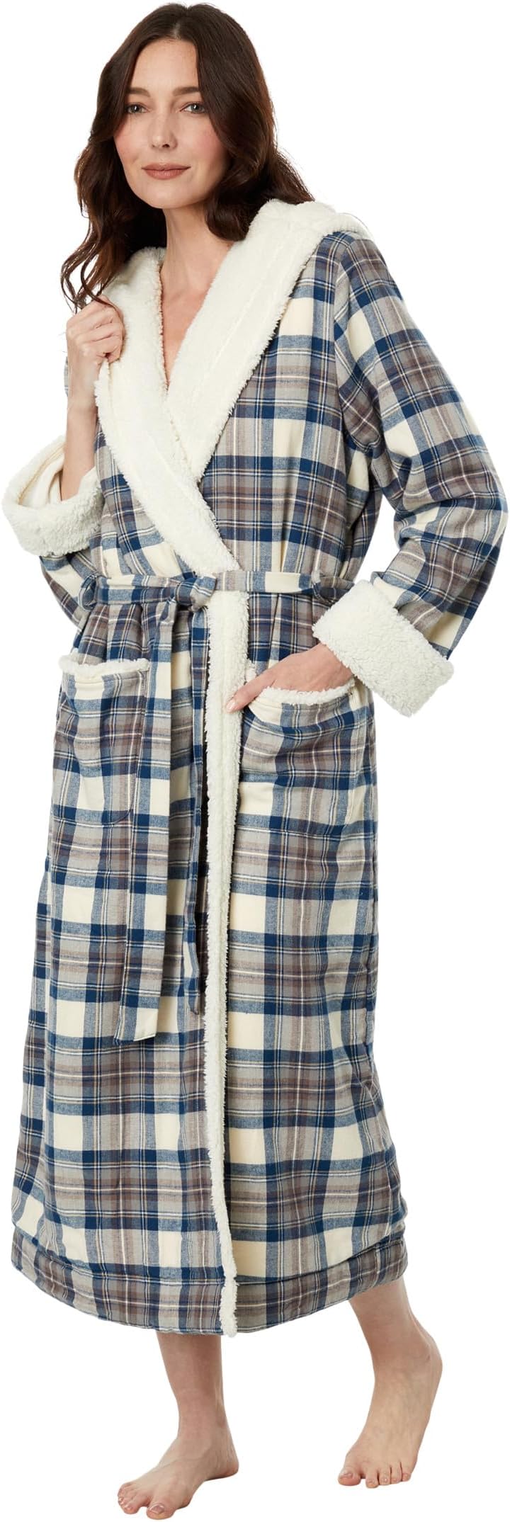 Халат Scotch Plaid Flannel Sherpa Lined Long Robe L.L.Bean, цвет Indigo Tartan